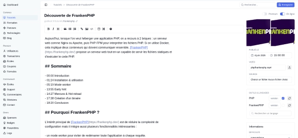 Listing des tutoriels et formations